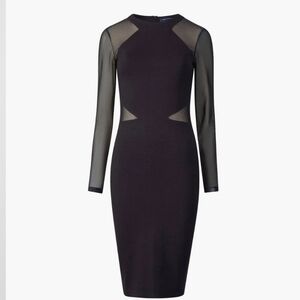 NWT French Connection Mesh Long Sleeve Bodycon Black Dress Size 4